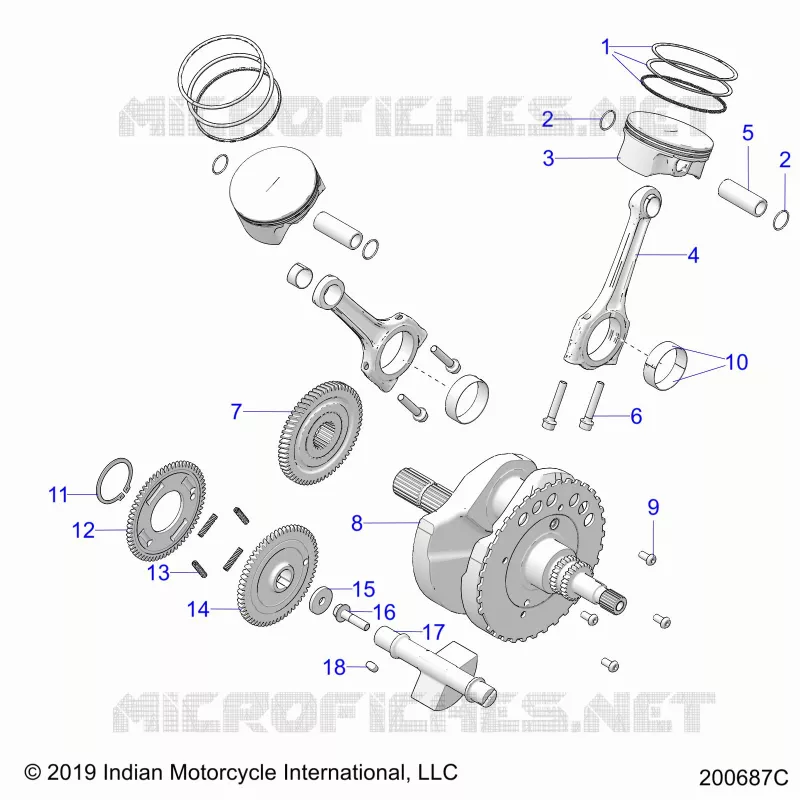 ENGINE, PISTON AND CRANKSHAFT