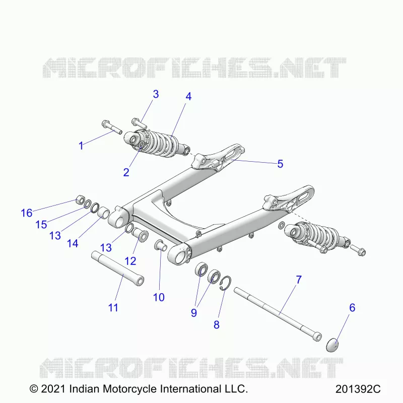 REAR SUSPENSION ASM., SWING ARM AND SHOCKS