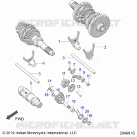 DRIVE TRAIN, SHIFT FORKS AND DRUM