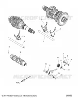 DRIVE TRAIN, SHIFT FORKS AND DRUM
