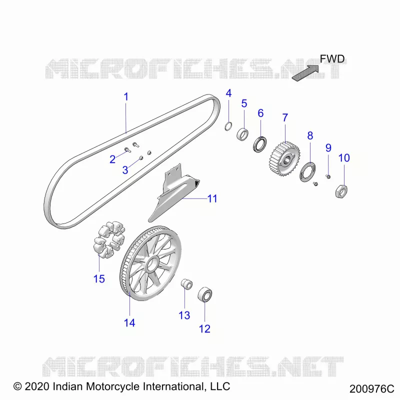DRIVE TRAIN, DRIVE SPROCKET, BELT AND GUARD