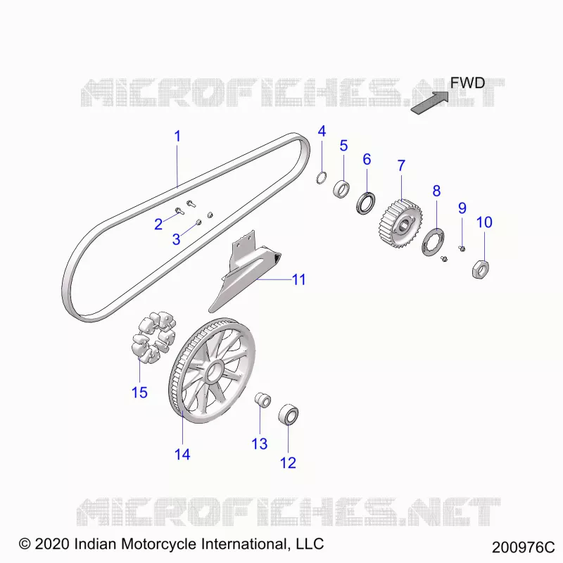 DRIVE TRAIN, DRIVE SPROCKET, BELT AND GUARD