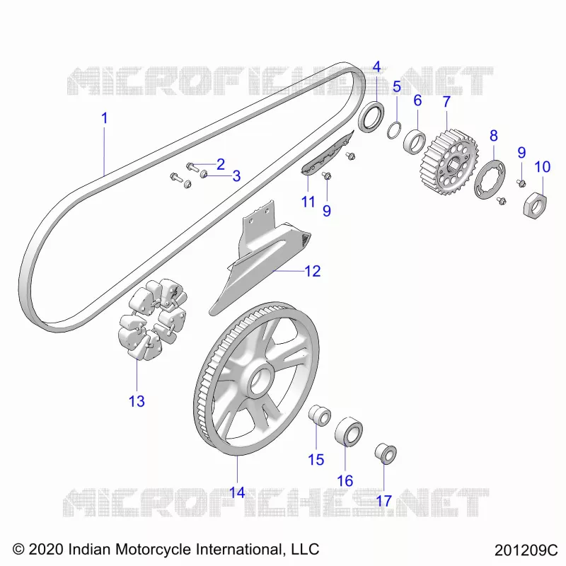 DRIVE TRAIN, DRIVE SPROCKET, BELT AND GUARD
