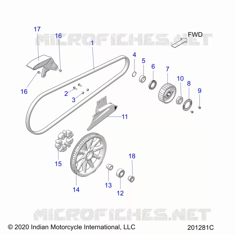 DRIVE TRAIN, DRIVE SPROCKET, BELT AND GUARD