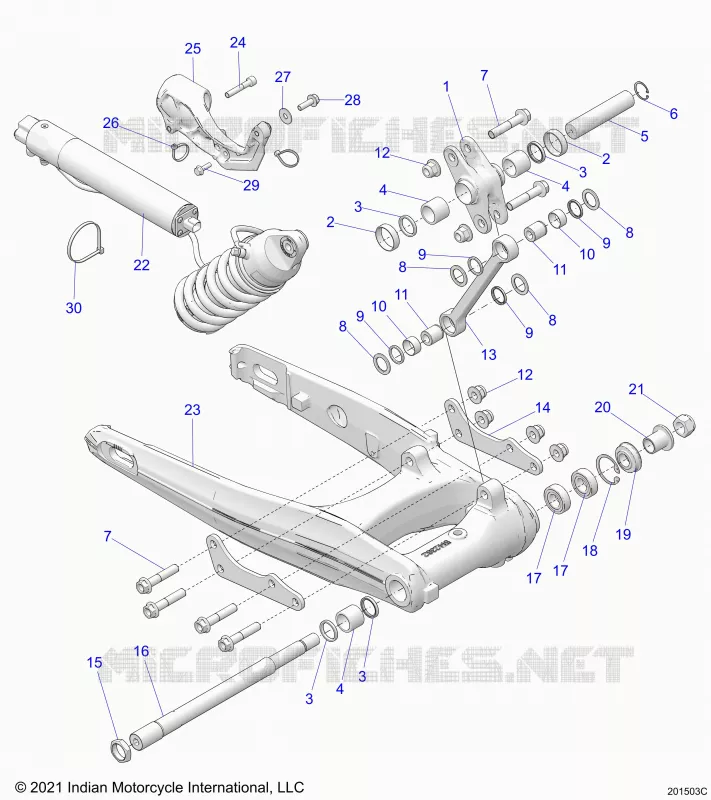REAR SUSPENSION ASM., SWING ARM AND SHOCK (E-PRELOAD)