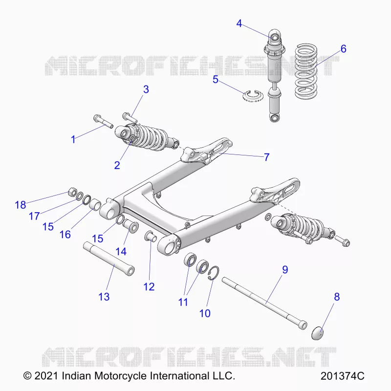 REAR SUSPENSION ASM., SWING ARM AND SHOCKS
