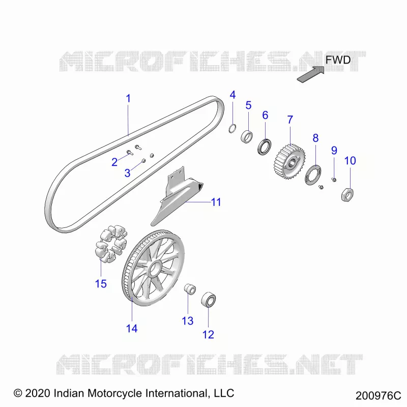 DRIVE TRAIN, DRIVE SPROCKET, BELT AND GUARD