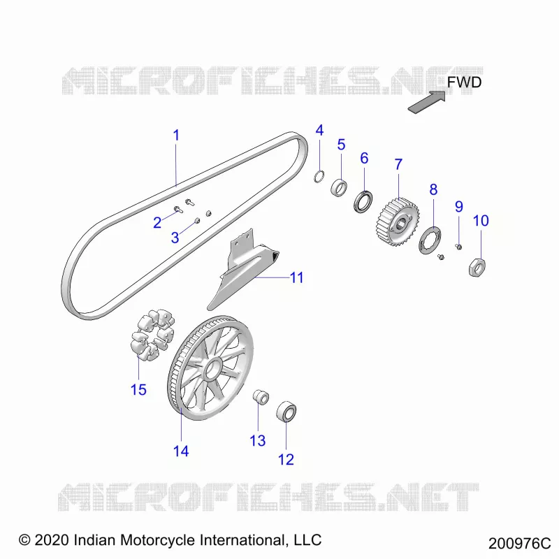 DRIVE TRAIN, DRIVE SPROCKET, BELT AND GUARD