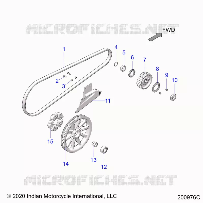 DRIVE TRAIN, DRIVE SPROCKET, BELT AND GUARD