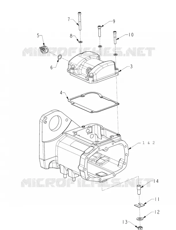 DRIVE TRAIN, TRANSMISSION HOUSING, TOP COVER