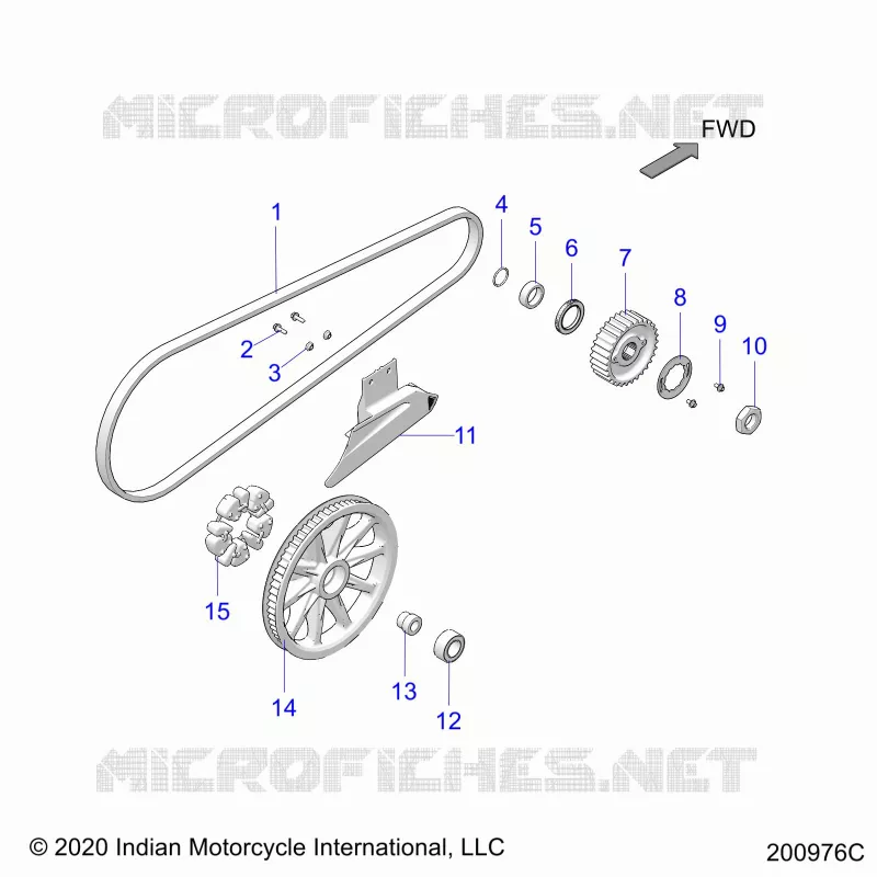 DRIVE TRAIN, DRIVE SPROCKET, BELT AND GUARD