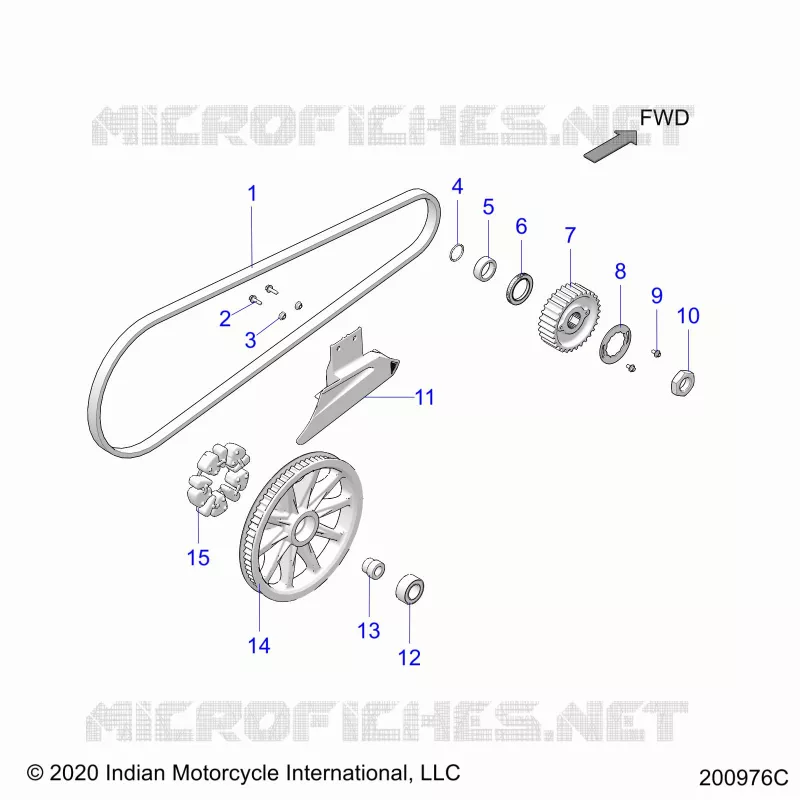 DRIVE TRAIN, DRIVE SPROCKET, BELT AND GUARD