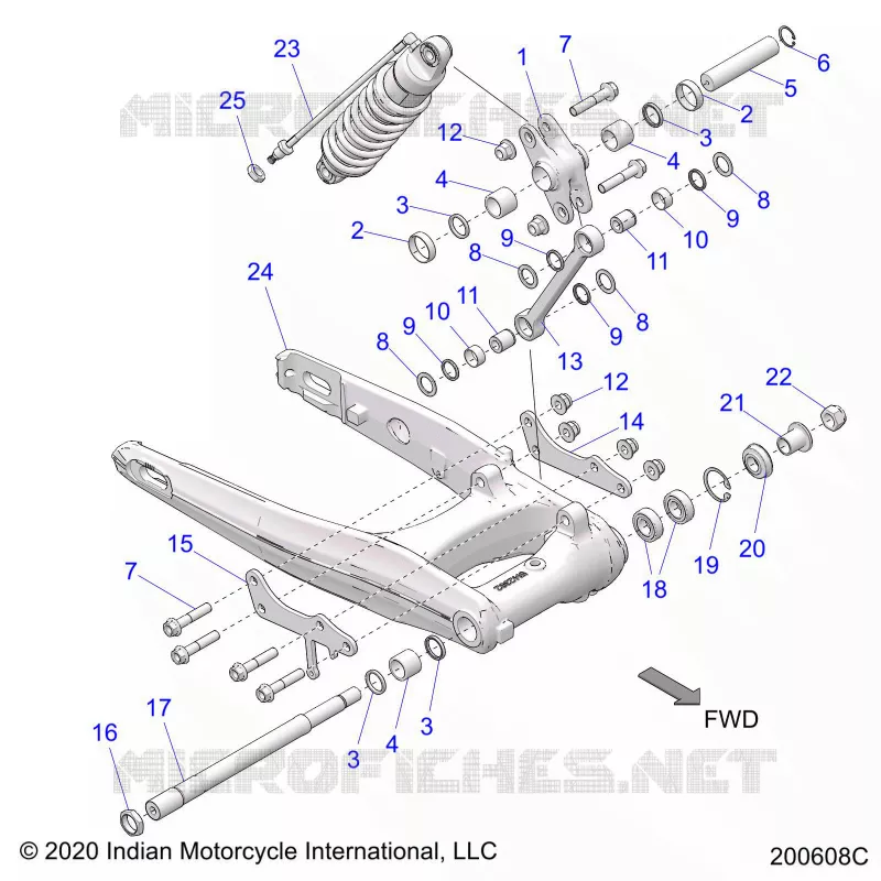 REAR SUSPENSION ASM., SWING ARM AND SHOCK