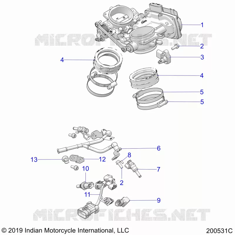 ENGINE, THROTTLE BODY AND FUEL RAIL