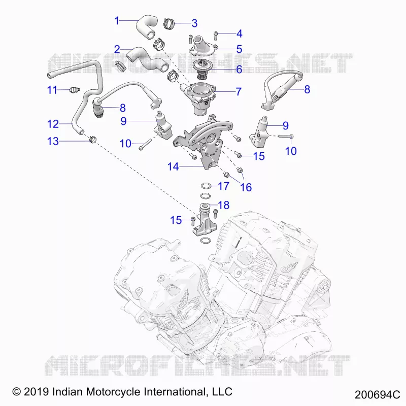 ENGINE, IGNITION, THERMOSTAT HOUSING ASM.