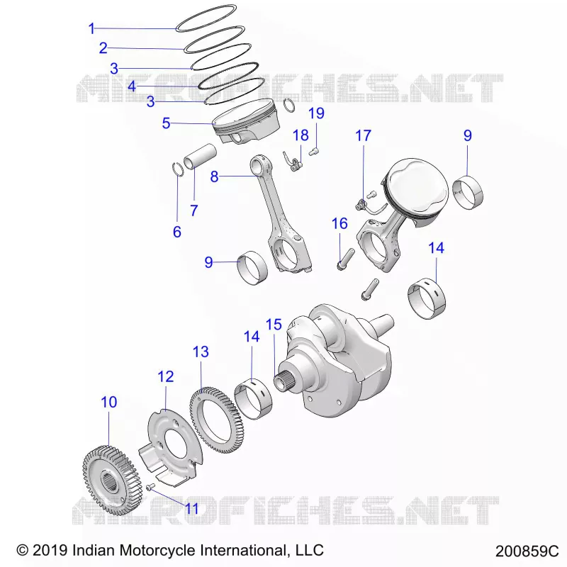 ENGINE, PISTON AND CRANKSHAFT ASM.