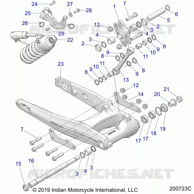 REAR SUSPENSION ASM.,  SWING ARM AND SHOCK